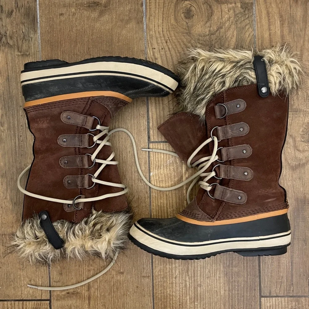 Sorel‎ Joan of Arctic Boots Womens 7.5 Brown Waterproof Winter Snow NL1540-256
